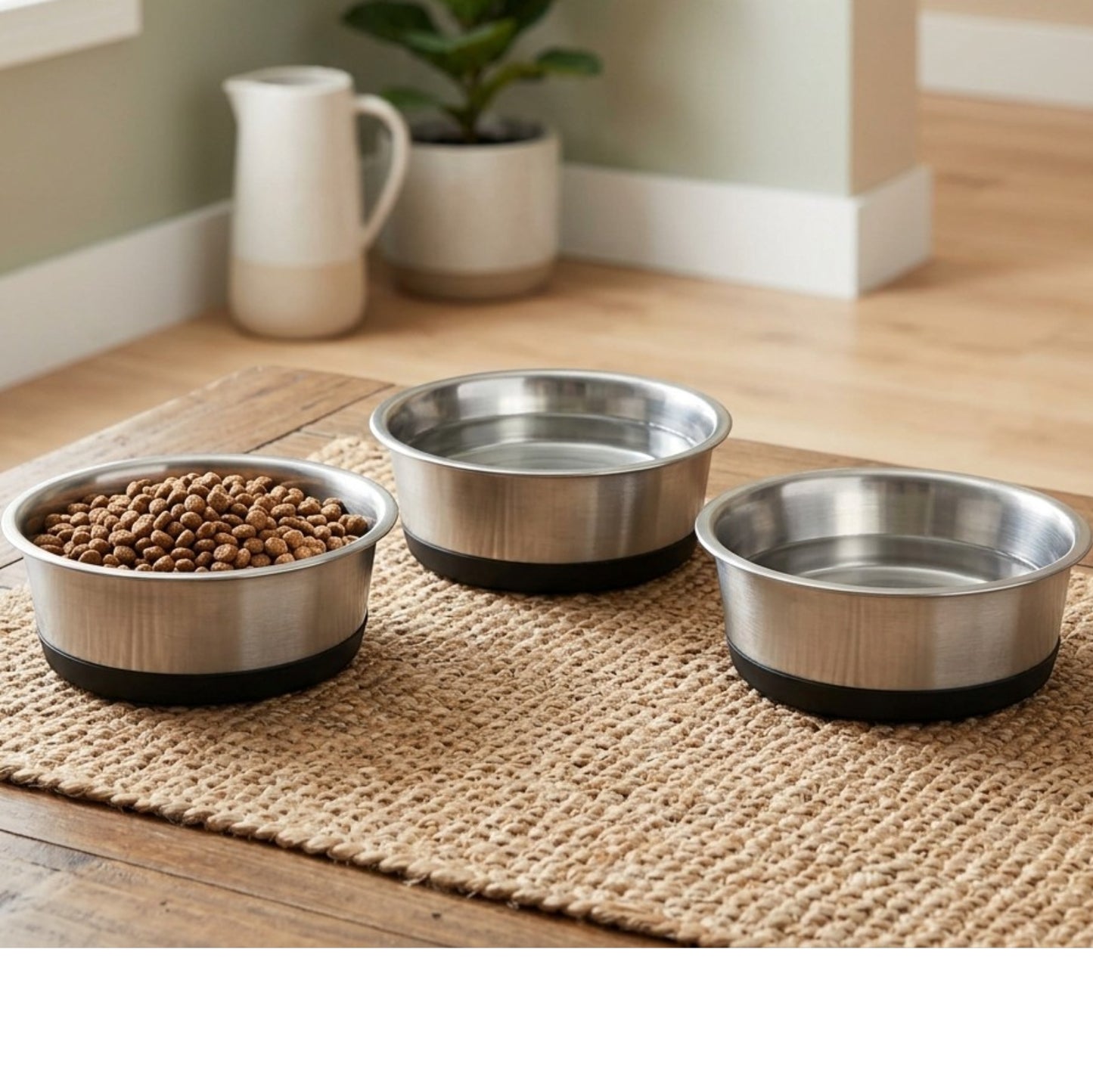 Ympuf Stainless Steel Pet Bowl Non-Slip Base 24 oz Silver