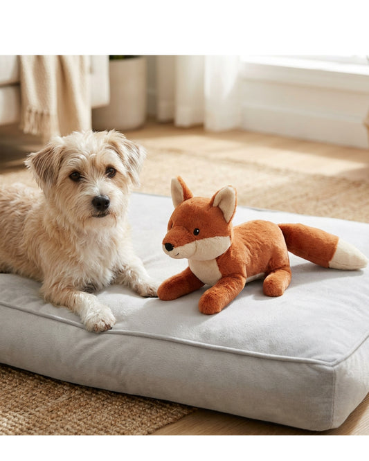 Ympvf Fernfox Polyester Plush Squeaker Toy 13 in Rust Cream - Lifestyle view