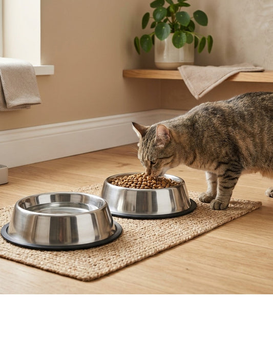 Ympuf Stainless Steel Pet Bowl Non-Slip Base 24 oz Silver