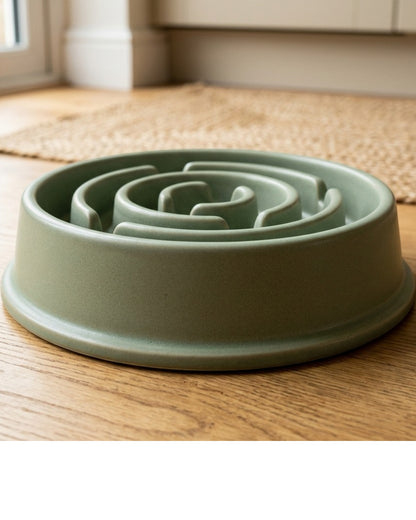 Ympuf Slow Feeder Dog Bowl Raised Pattern 3 Cup Sage Green