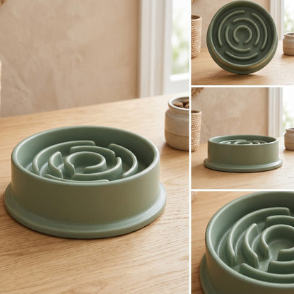 Ympuf Slow Feeder Dog Bowl Raised Pattern 3 Cup Sage Green