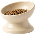 Ympuf Tilted Cat Food Bowl Anti-Spill Ceramic 12 oz Cream