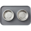 Ympuf Double Pet Bowl Silicone Mat Set 20 oz Gray