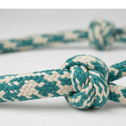 Ympvf Harborbraid Cotton Rope Tug Toy 24 in Teal Natural - Detail view